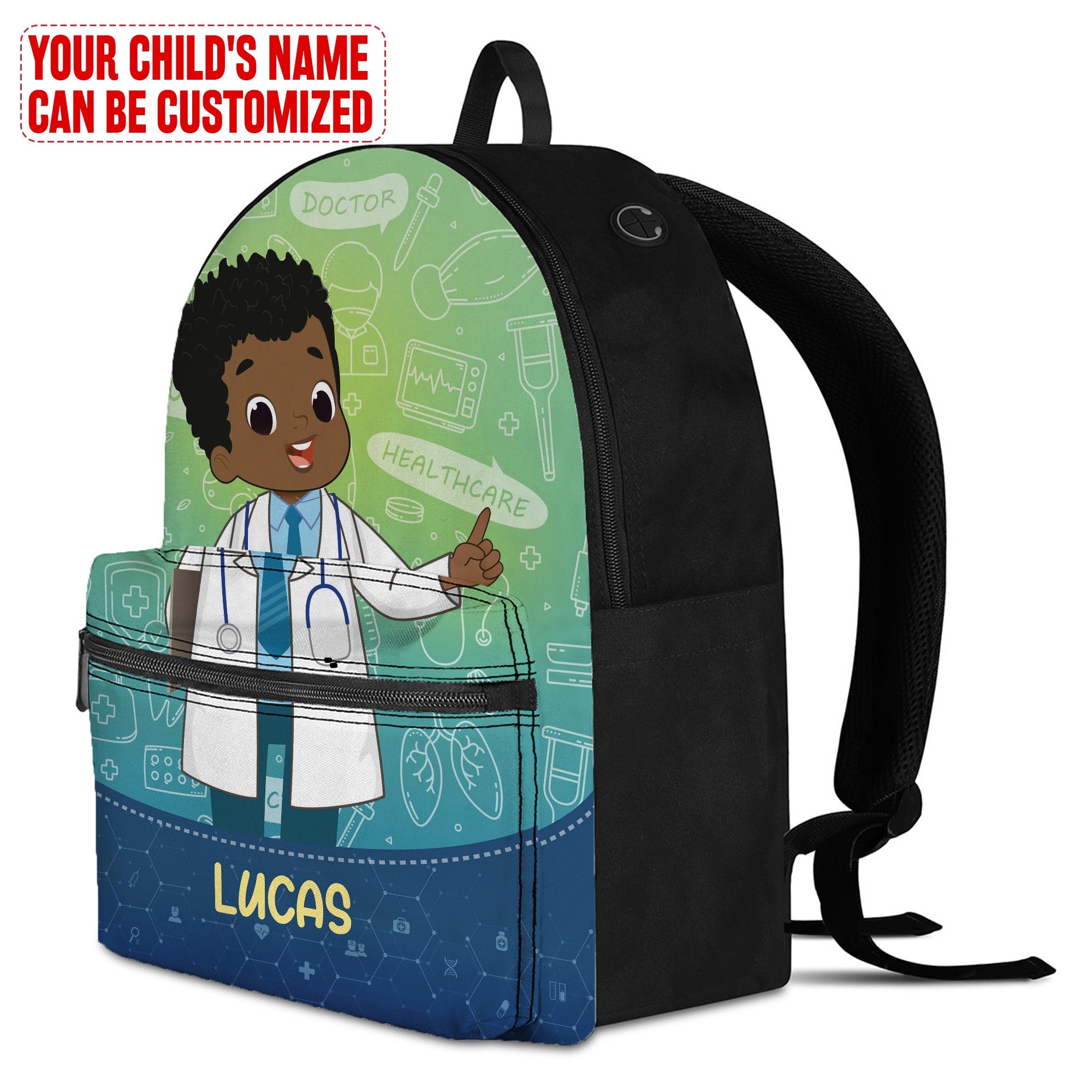 african american kid backpacks Personalized Little Afro Doctor Kid Backpack