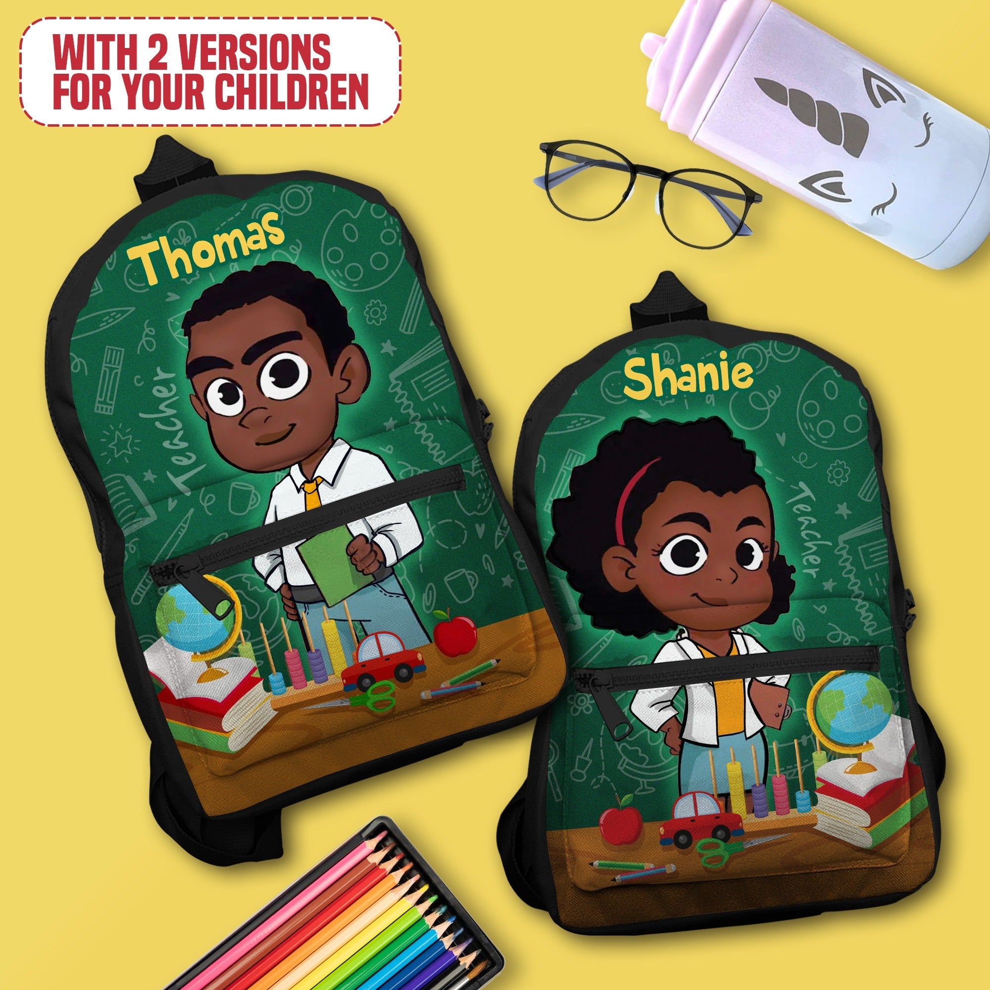Personalized Little Afro Teacher Kid Backpack Kid Backpack Tianci 