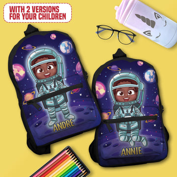 Personalized Little Afro Astronaut Kid Backpack Kid Backpack Tianci 
