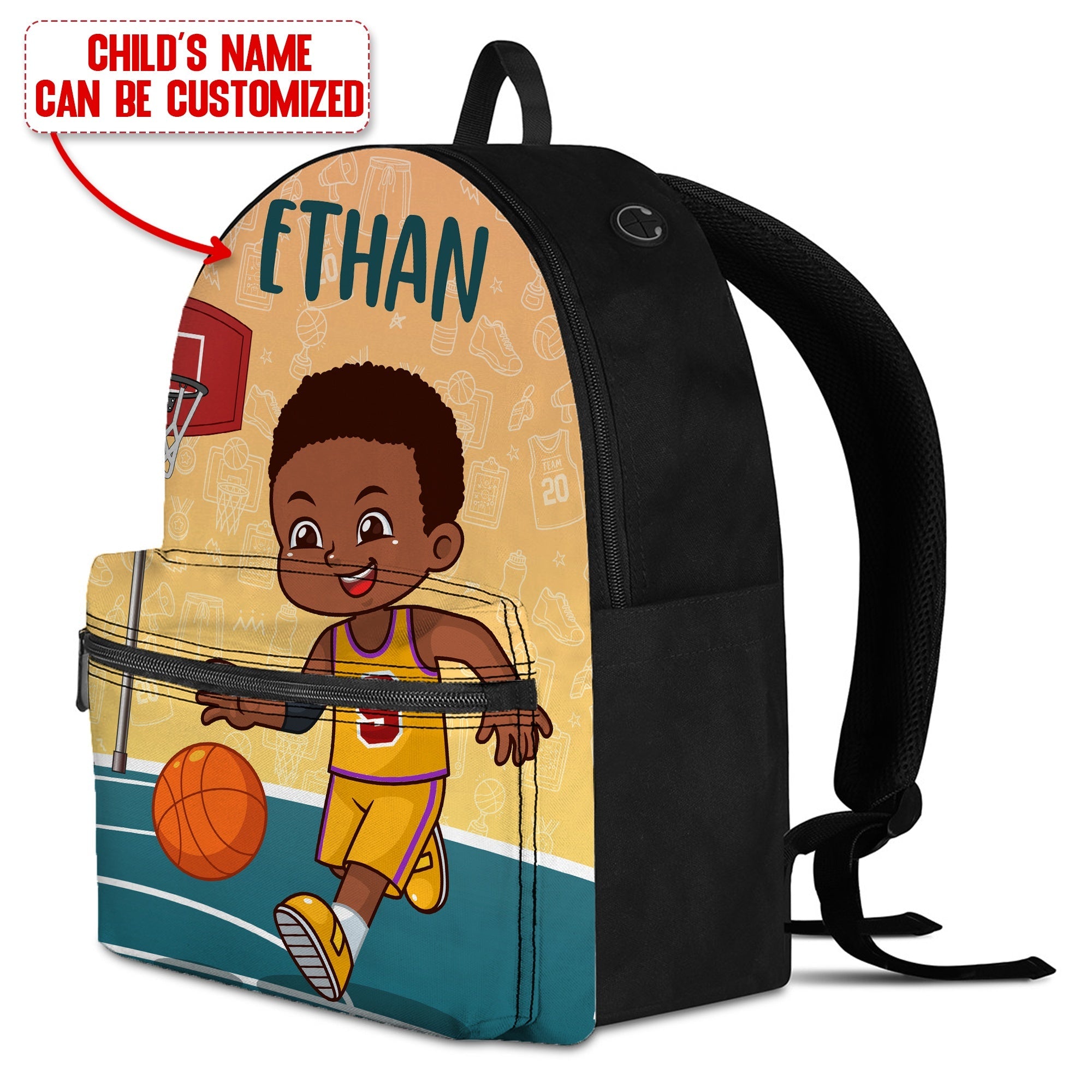 Personalized Little Afro Basketball Player Kid Backpack Kid Backpack Tianci 