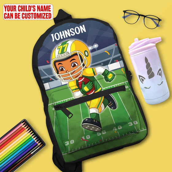 Personalized Little Afro American Football Player Kid Backpack Kid Backpack Tianci One Size