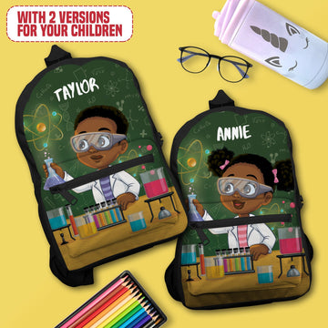 Personalized Little Cute Afro Scientist Kid Backpack Kid Backpack Tianci 