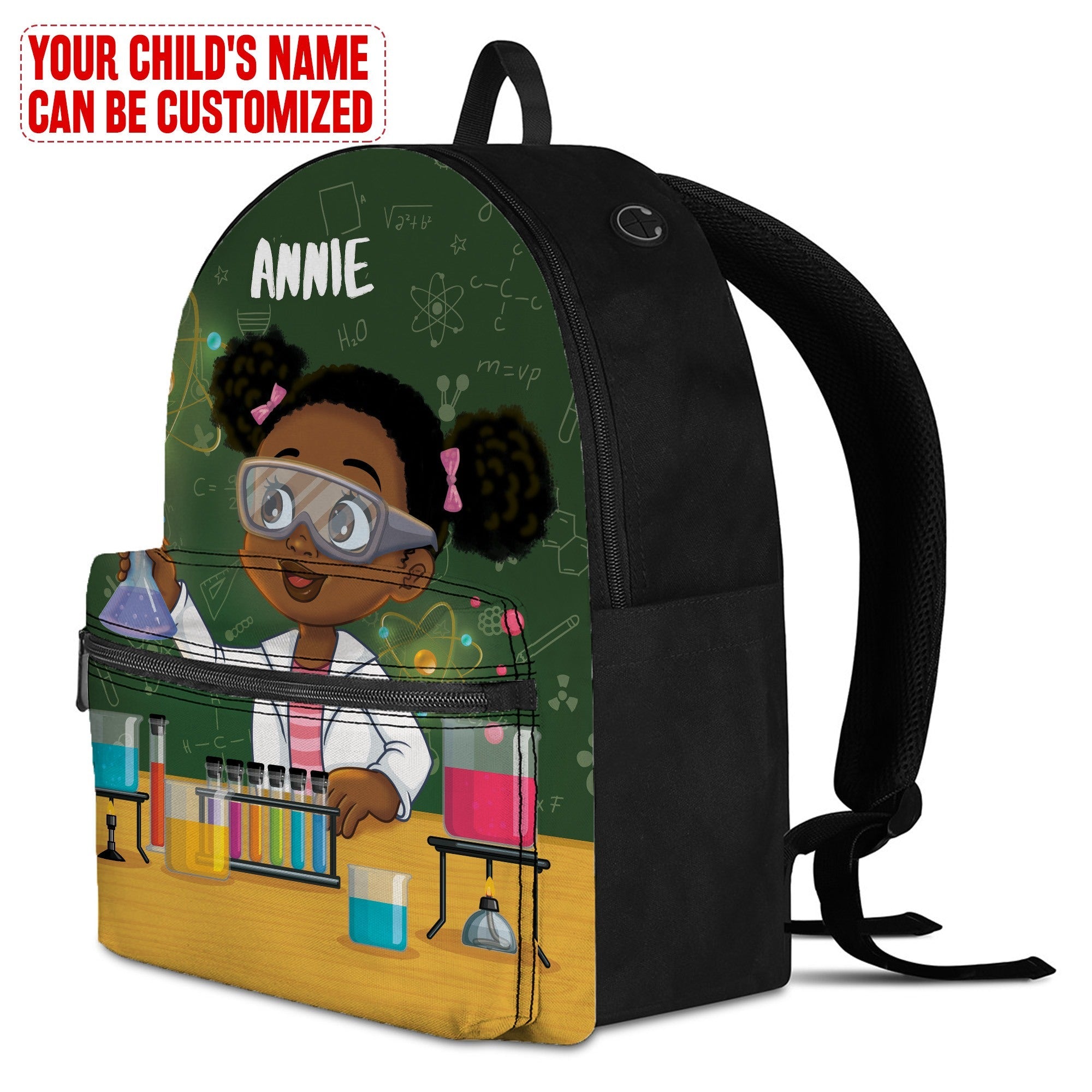 Personalized Little Cute Afro Scientist Kid Backpack Kid Backpack Tianci 