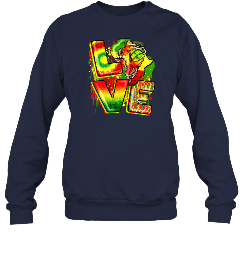 Love Juneteenth T-shirt Apparel Gearment Crewneck Sweatshirt Navy S