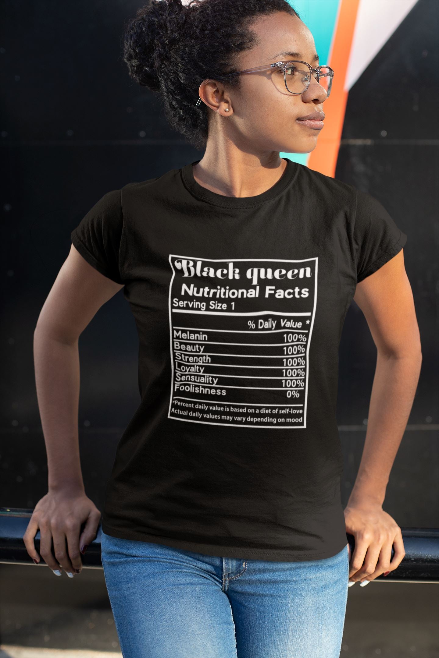 Black Queen Nutrition Facts T-shirt Apparel Gearment 