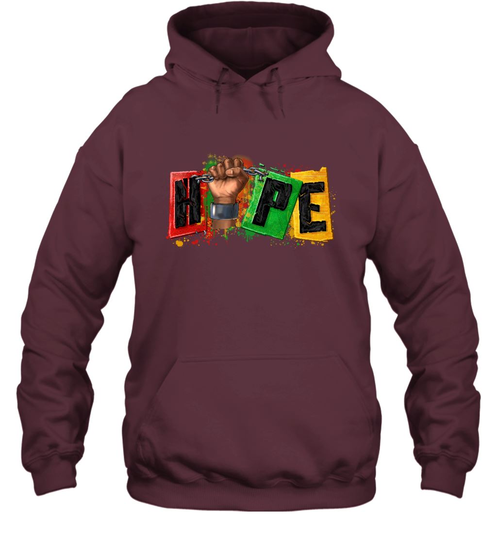 Hope Juneteenth T-shirt Apparel Gearment Hoodie Maroon S