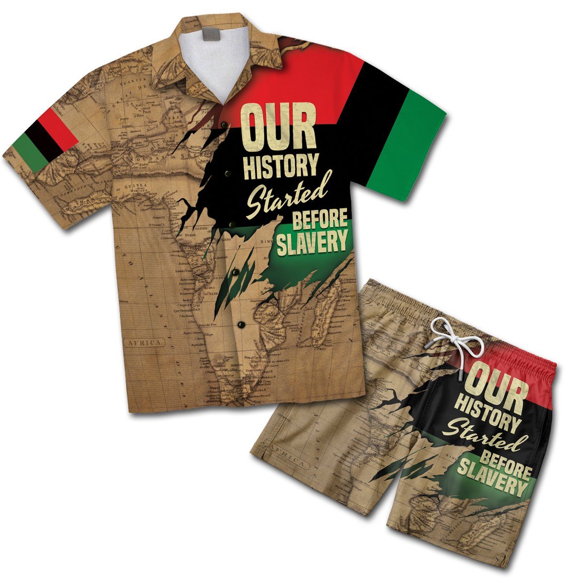 Power African Map Hawaiian Shirt And Shorts Set Hawaiian Shirt And Shorts Set Tianci S S 