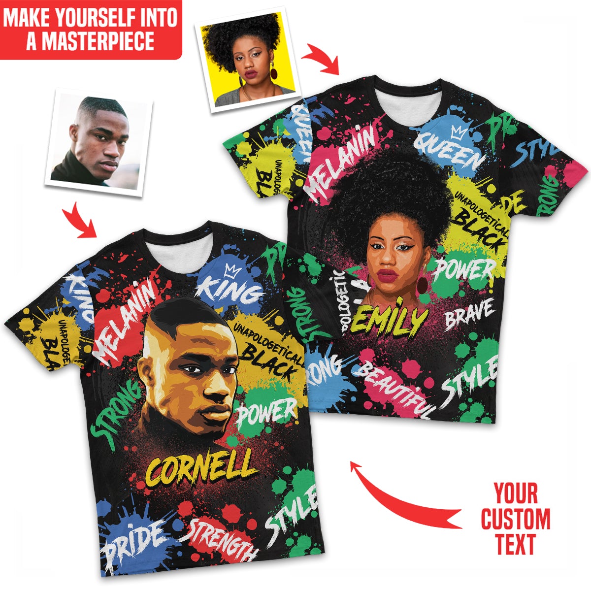 Custom Face Art T-shirt AOP Tee Tianci 
