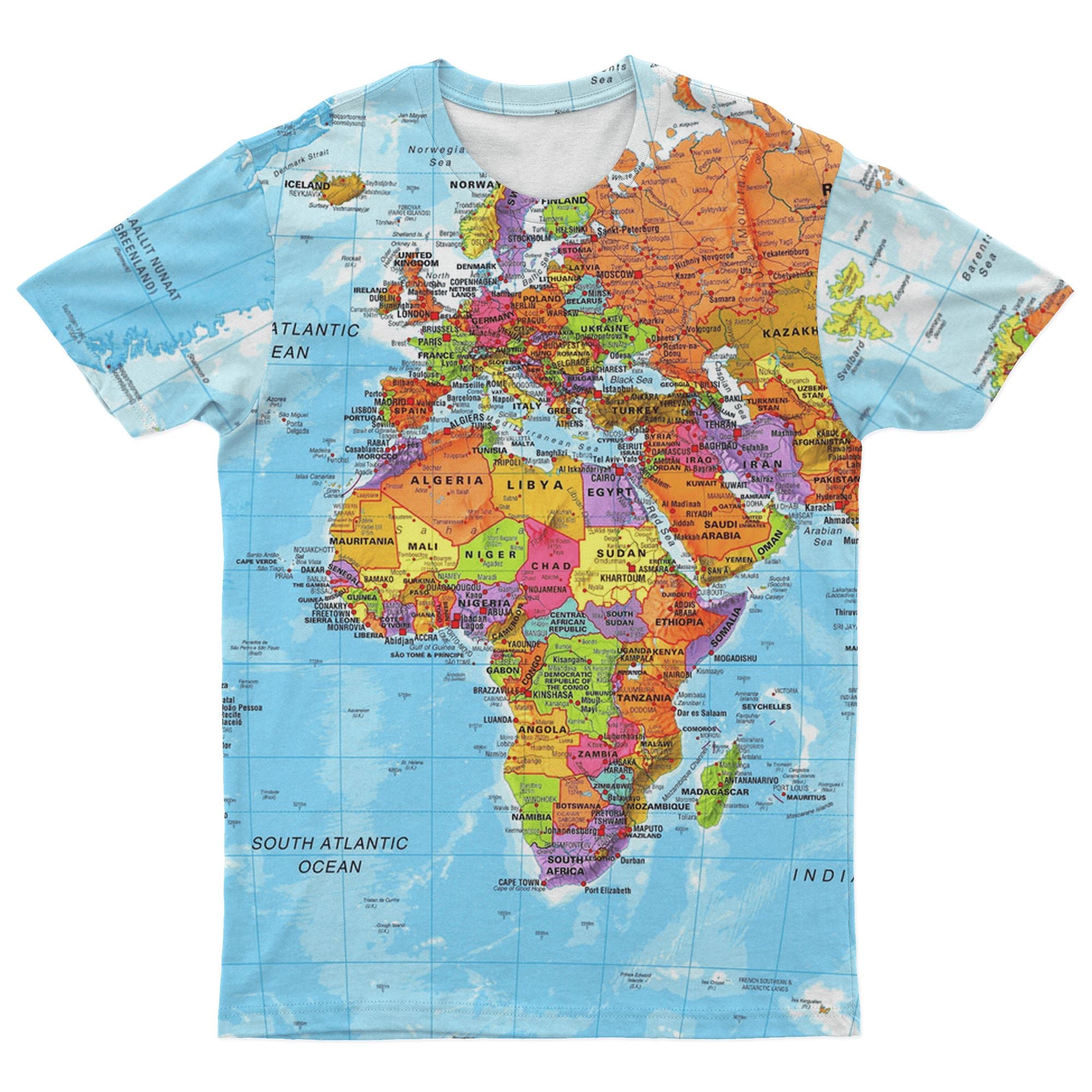 World Map Africa T-shirt AOP Tee Tianci 