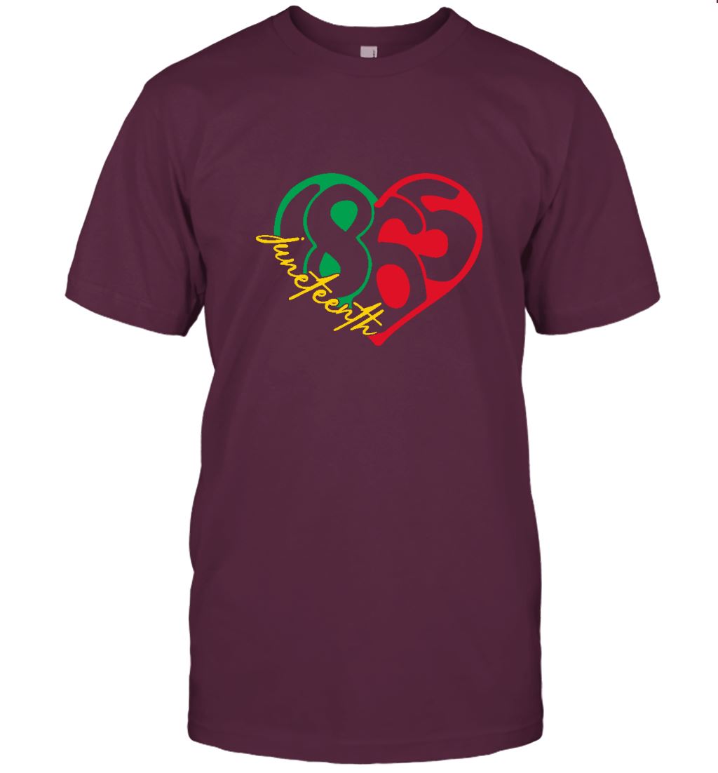 Juneteenth 1865 Heart T-shirt Apparel Gearment Unisex Tee Maroon S