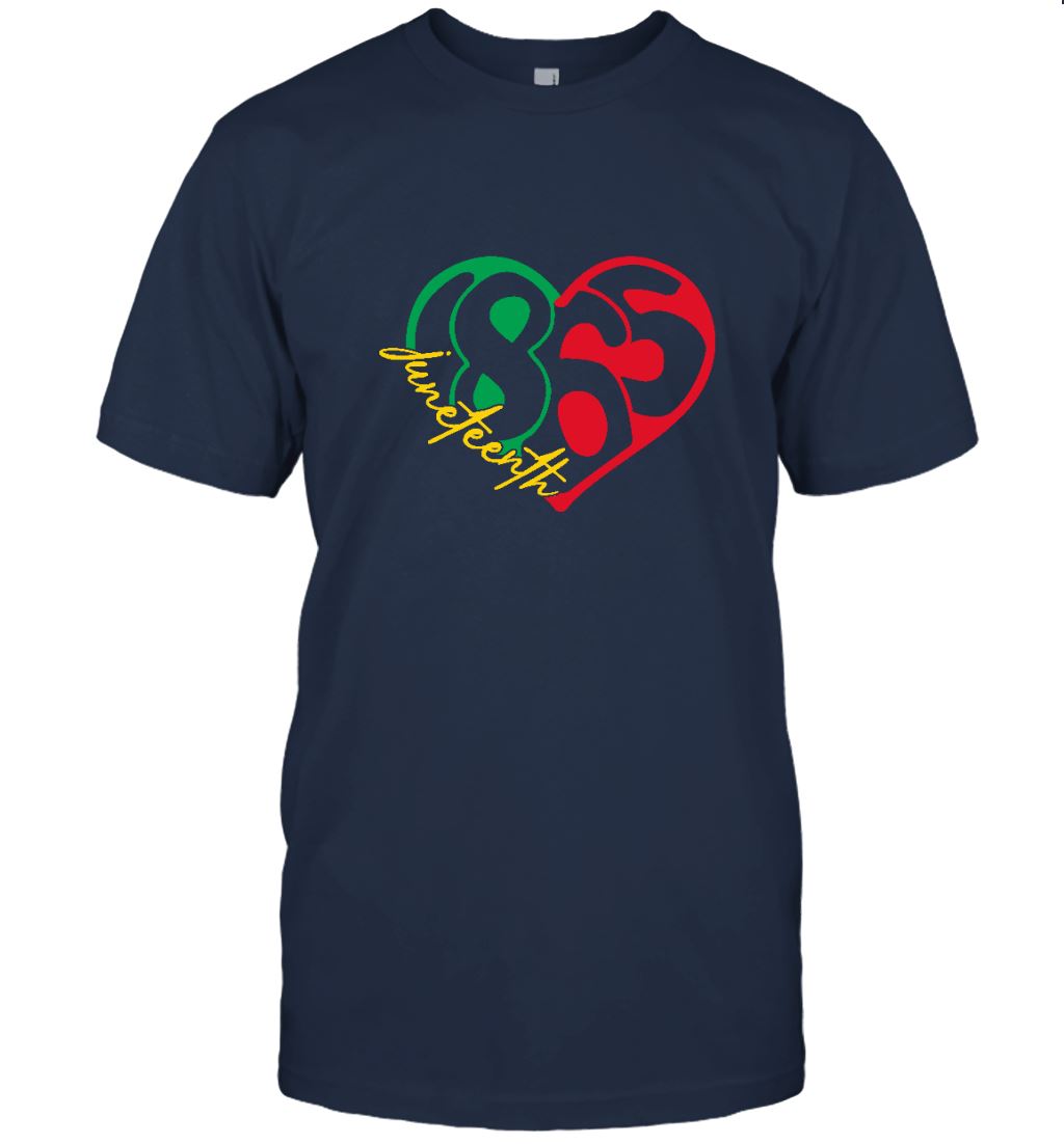 Juneteenth 1865 Heart T-shirt Apparel Gearment Unisex Tee Navy S